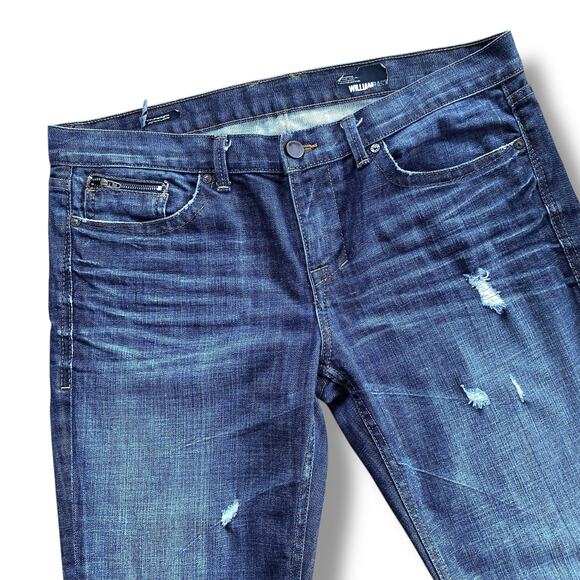 William Rast Jeans Boy Taper with Attitude Sz 32 Dark Wash Distressed Low Rise - Picture 9 of 12